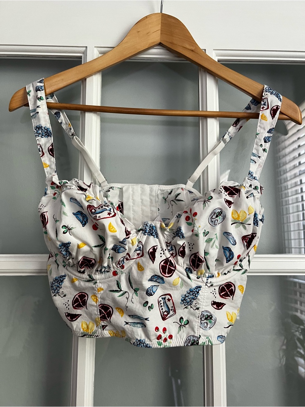 Colsie White Floral & Fruit Print Bustier Camisole